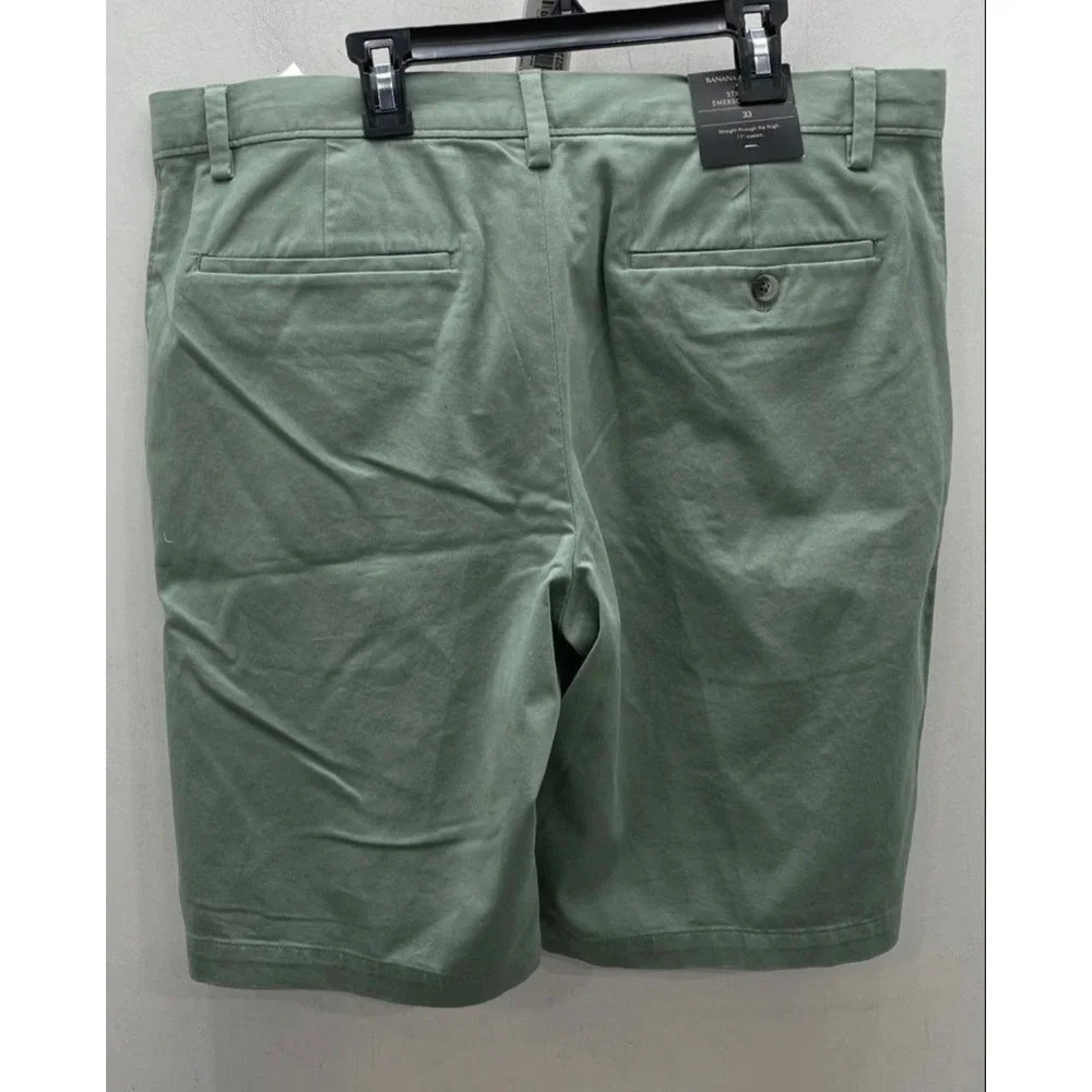 Banana Republic Emerson Straight Fit Chino Shorts Sage Green Mens 33 11in Inseam